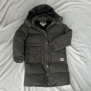 The North Face Olive Hooded Puffer Jacket